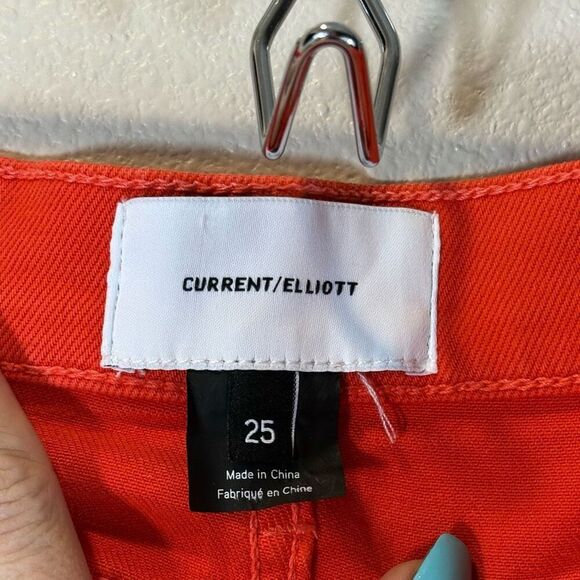 Current/Elliott "The Kick Jean" Fiery Red Cropped Ankle Jeans Women’s Size 25 - Picture 6 of 13